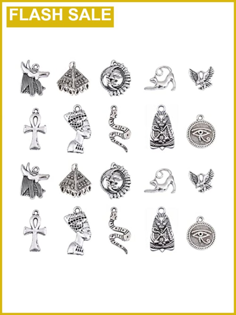 Egyptian Theme Charms 100 Pcs Antique Silver Alloy Jewelry Making DIY Pharaoh